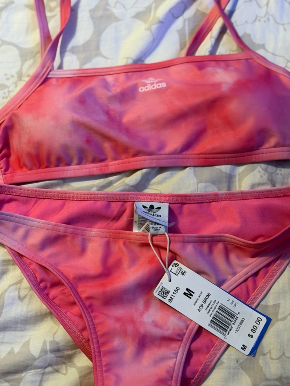 adidas Pink Tie-Dye Scoop Two-Piece Bikini